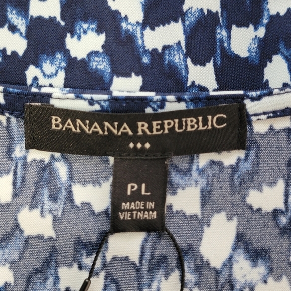 Banana Republic Blue And White Print Faux Wrap Knot Dress Sz L Petite NEW - Picture 9 of 11